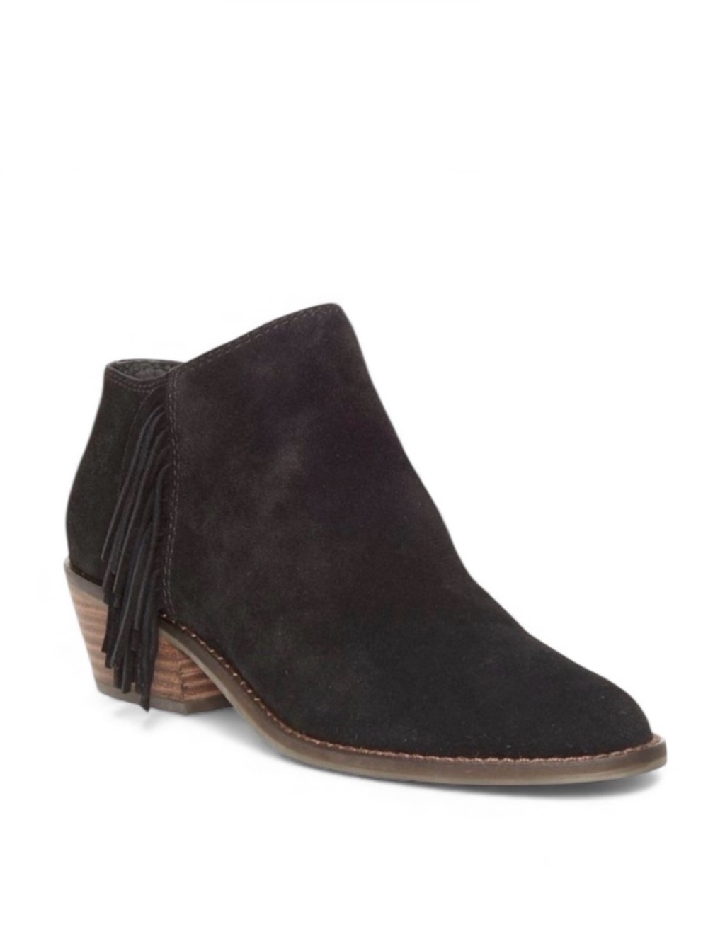 Lucky Brand Felisie Suede Western Fringe Bootie in Black Size 6
